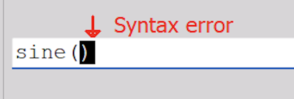 Figure 9 - Math formula editor showing syntax error