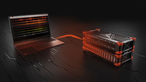 Dewesoft DAQ system connected to laptop with DewesoftX screenshot