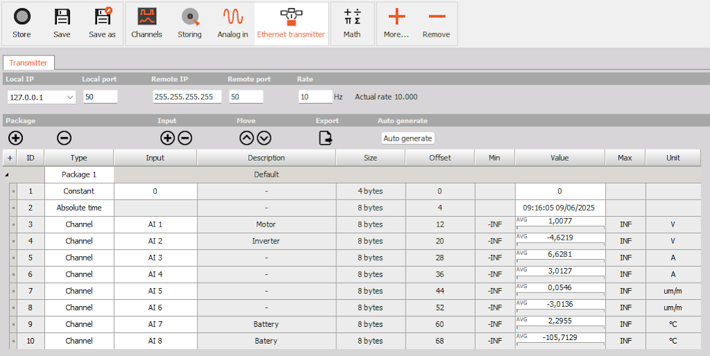 Setup des Ethernet-Transmitter-Moduls
