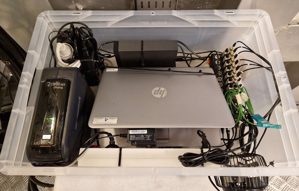 Figure 6. Box with the DEWE-43A unit, UPS unit, computer, and external hard disk.