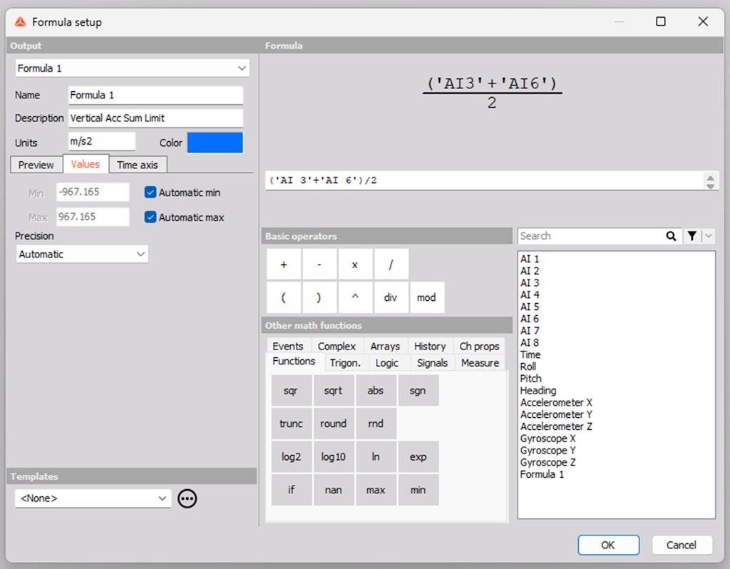 Figure 8. Formula to set the triggers.