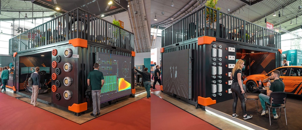 The final result on display. A bold vision transformed into a fully functional, eye-catching trade show booth.