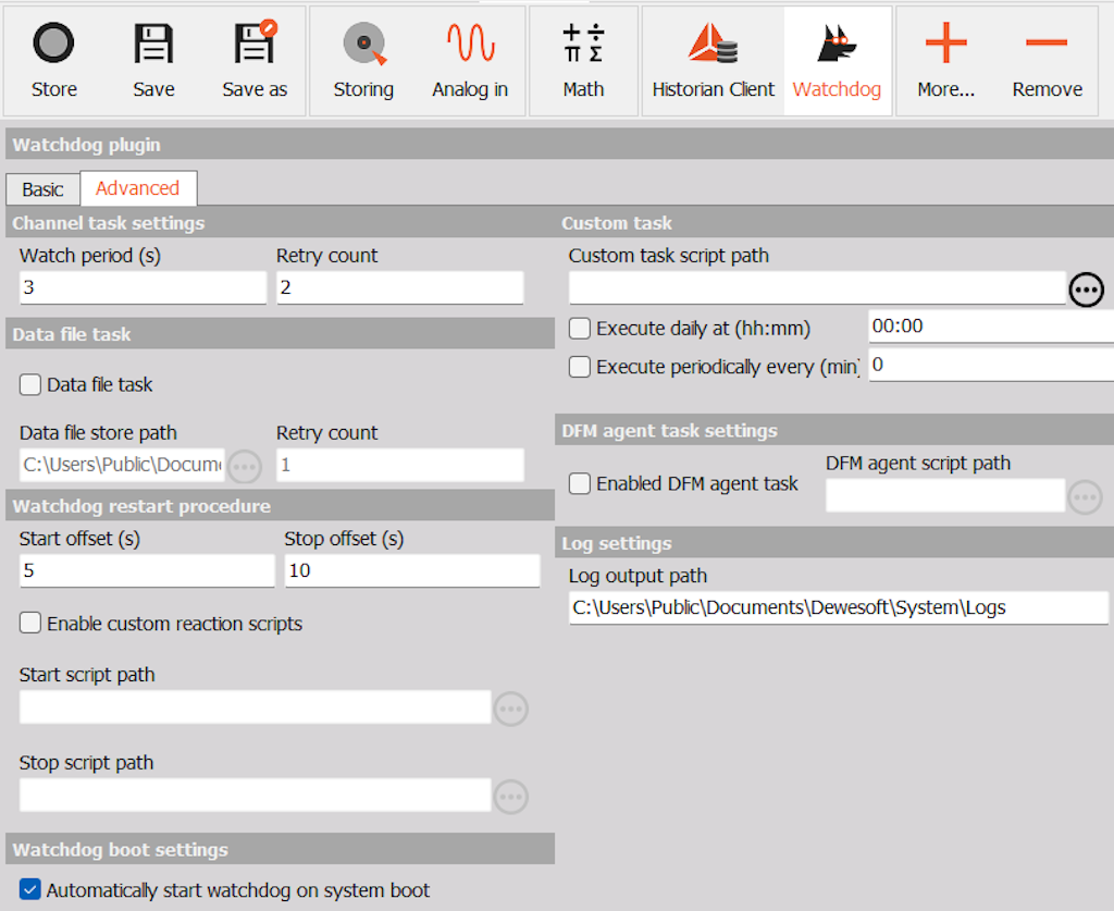 Watchdog-Modul-Einstellungen