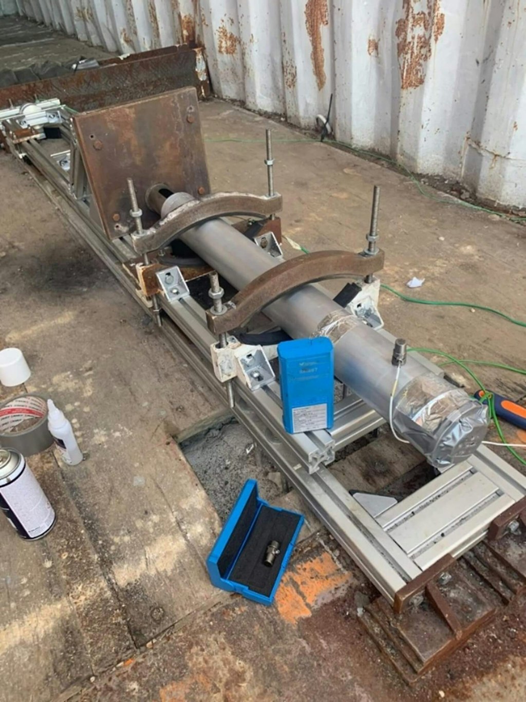 Actual static fire test workbench, motor mounted.