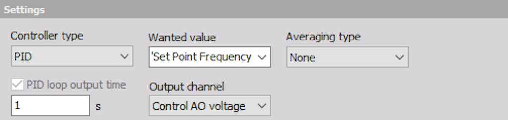 Settings of the PID-controller type