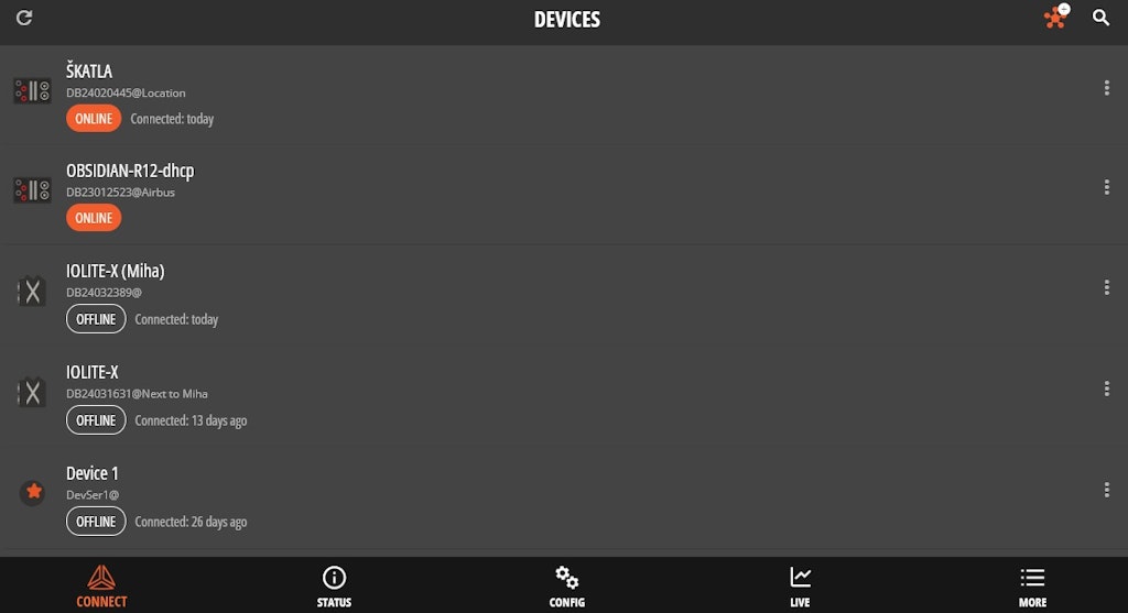 List of devices