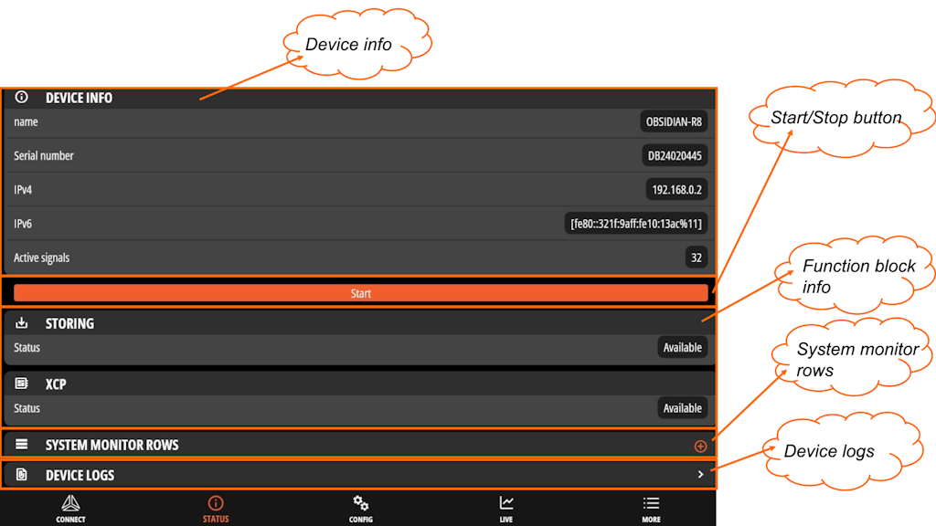 Status tab