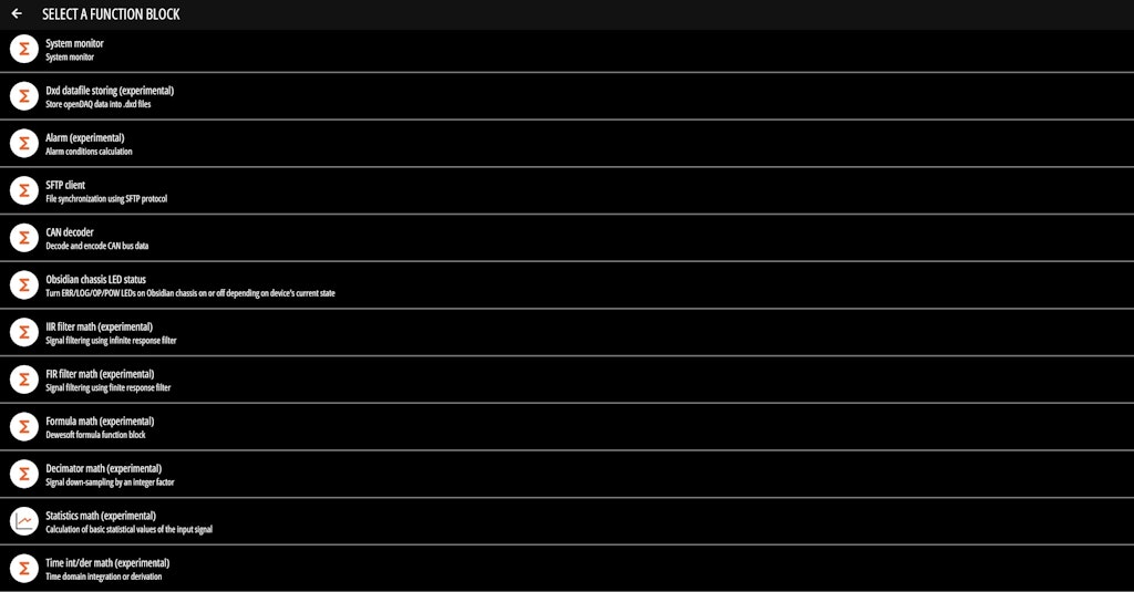 Function block list