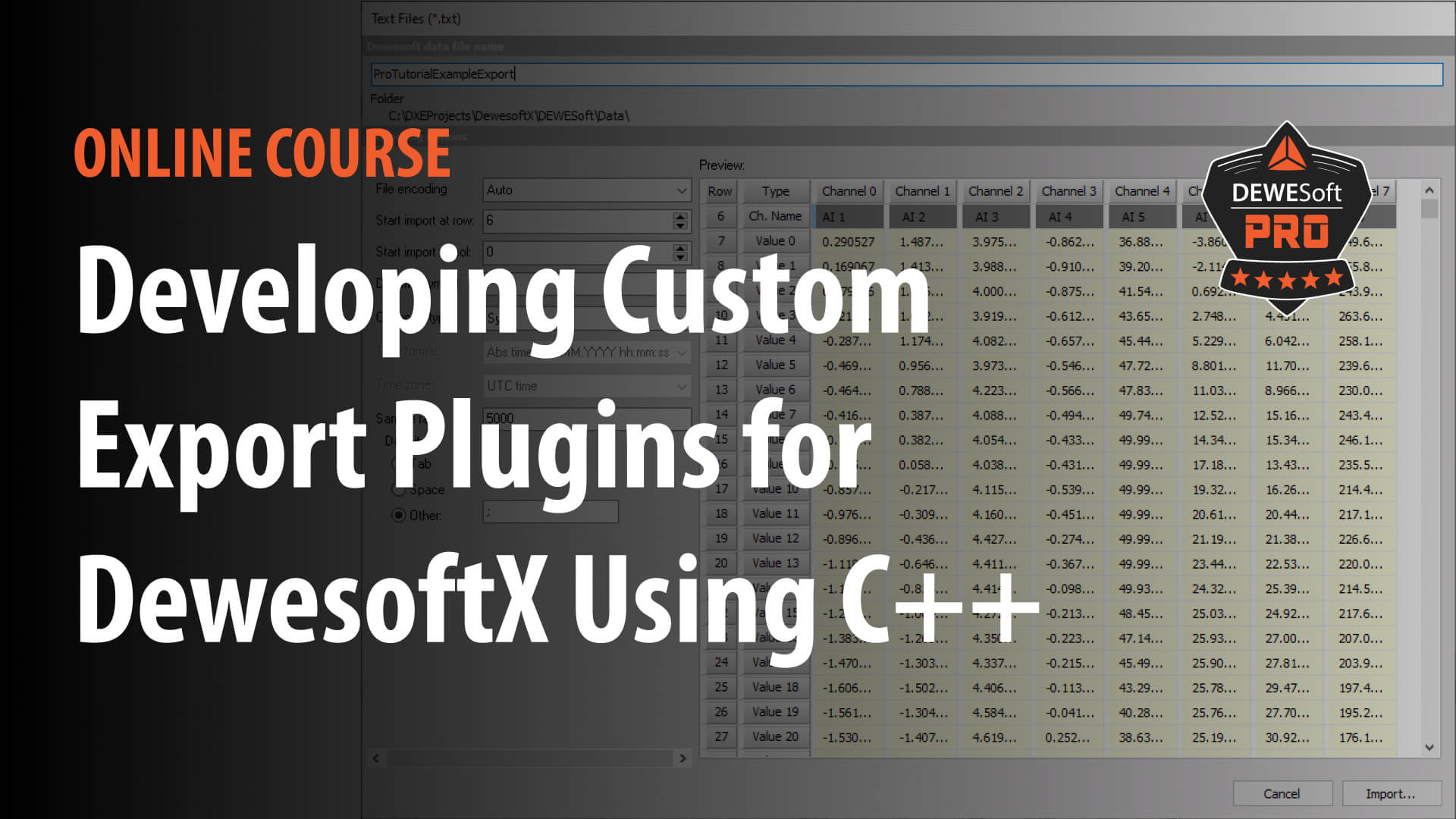 developing custom export plugins for dewesoft using C++