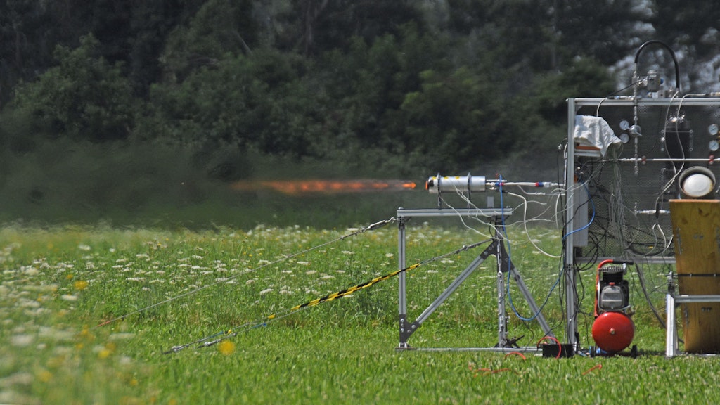 First successful test of Italy’s first bi-liquid SRAD rocket engine.