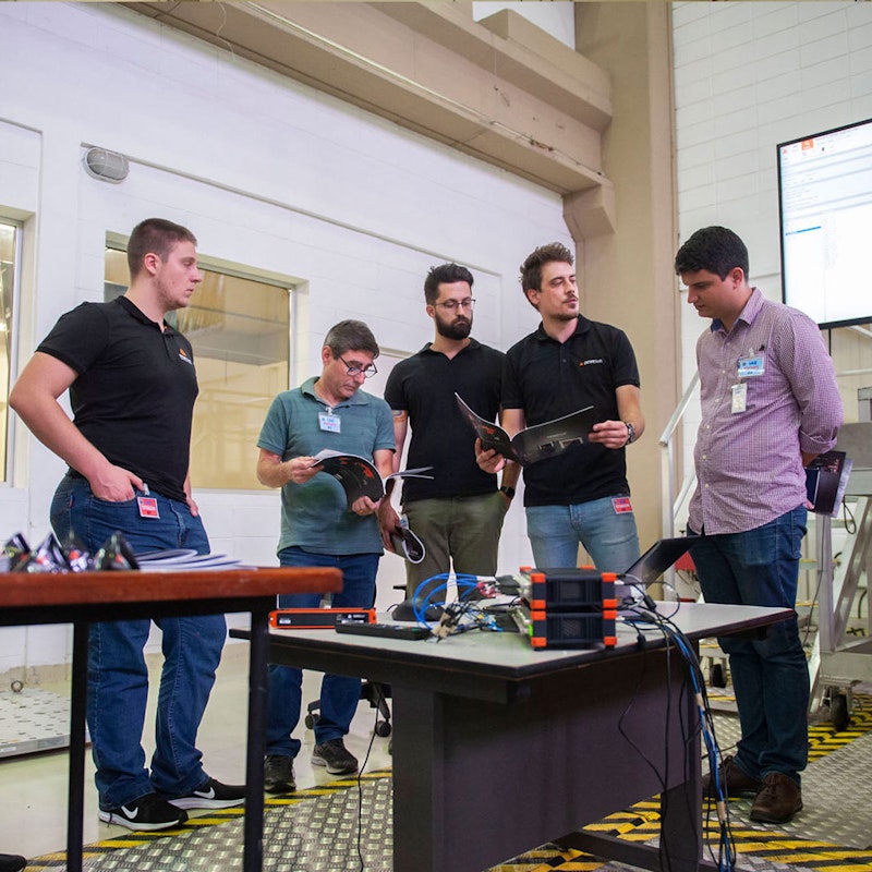 Dewesoft setting up Since Processing shaker application at DCTA aerospace testing lab in Brazil