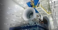 Jet engine turbine prepared for testing