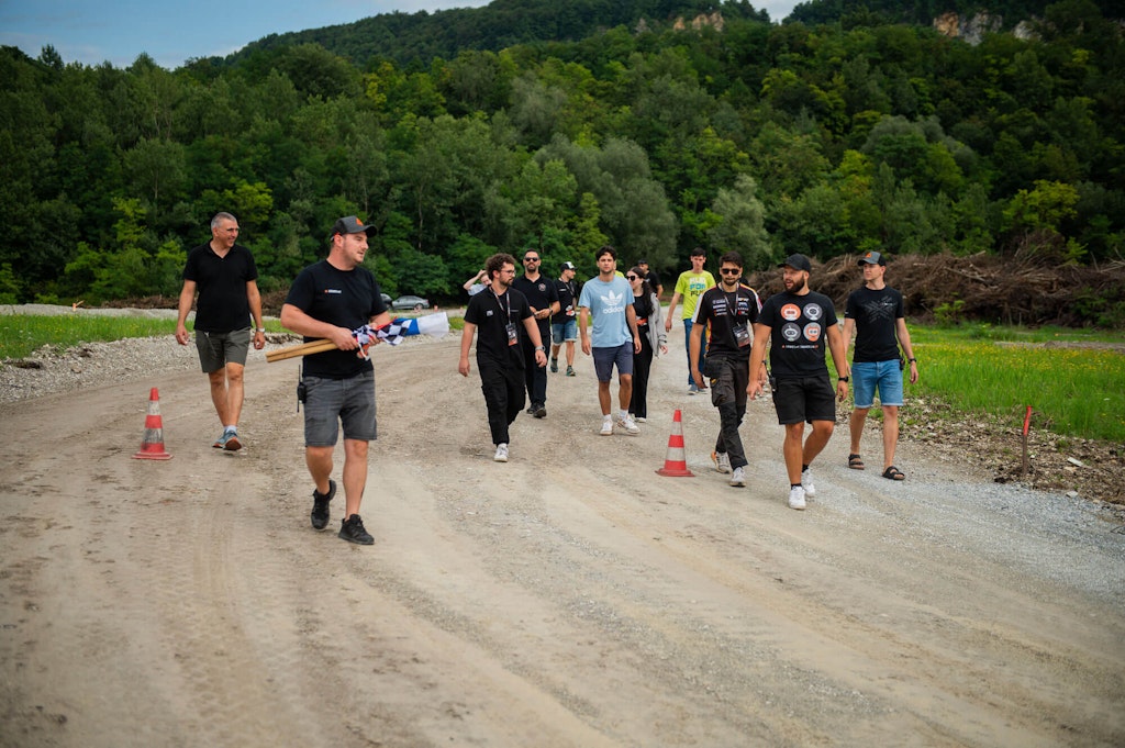 Walking the track gave teams a first taste of the steep terrain and tight turns awaiting them.
