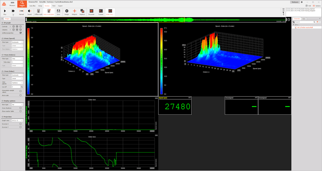 3D Order Tracking graphs of the new frame.