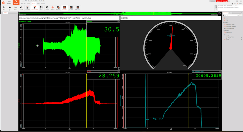 Screenshot of the recorder screen used during the measurements. Results