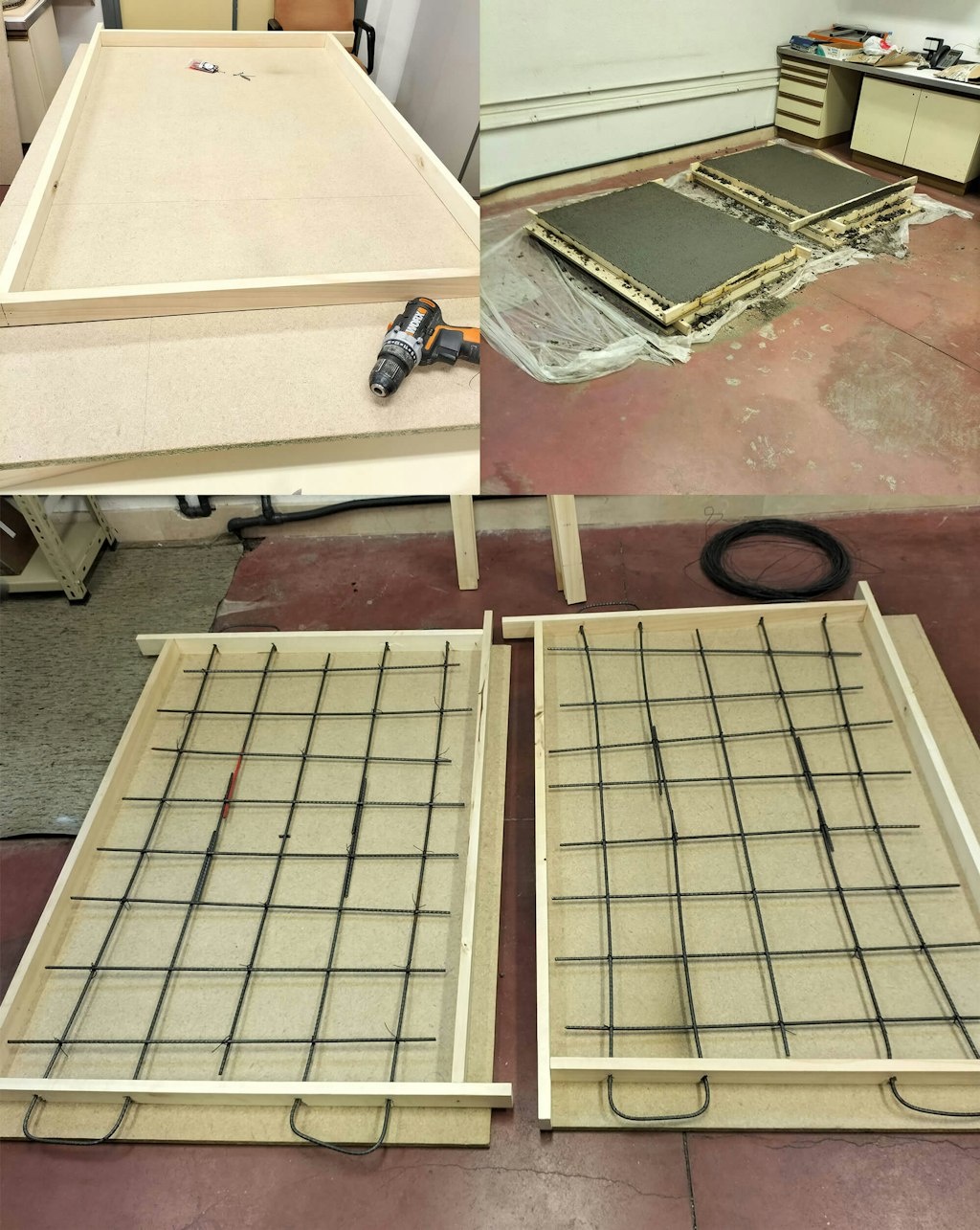 Manufacturing of standard and NFU concrete slabs.