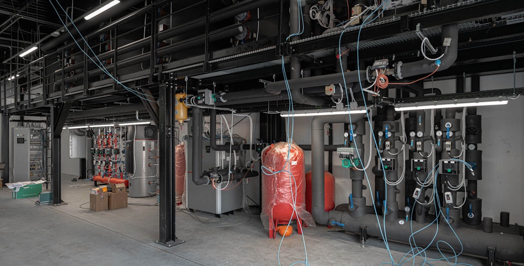 A view of the BTES system inside the building.