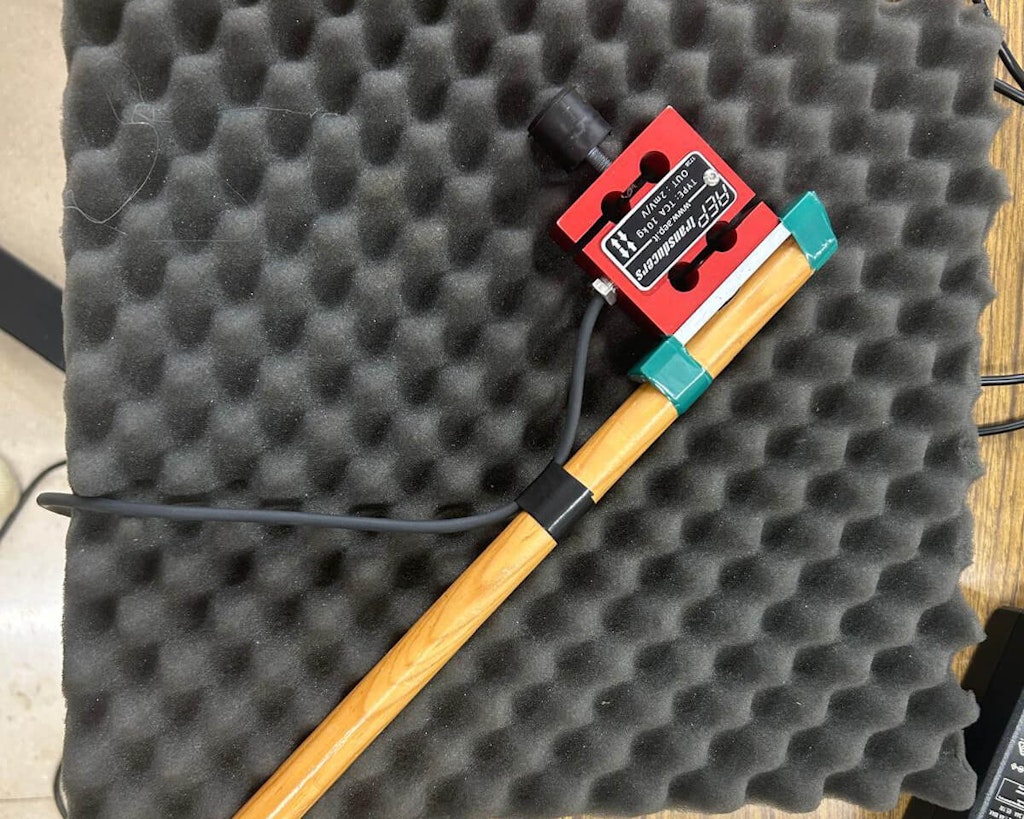 AEP transducers, TCA 10 kg load cell, used as an Impact Hammer for controlling and monitoring the excitation