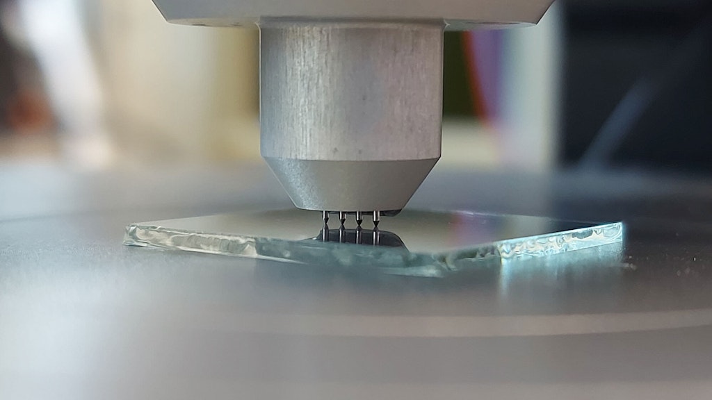 The probes are in contact with a sample