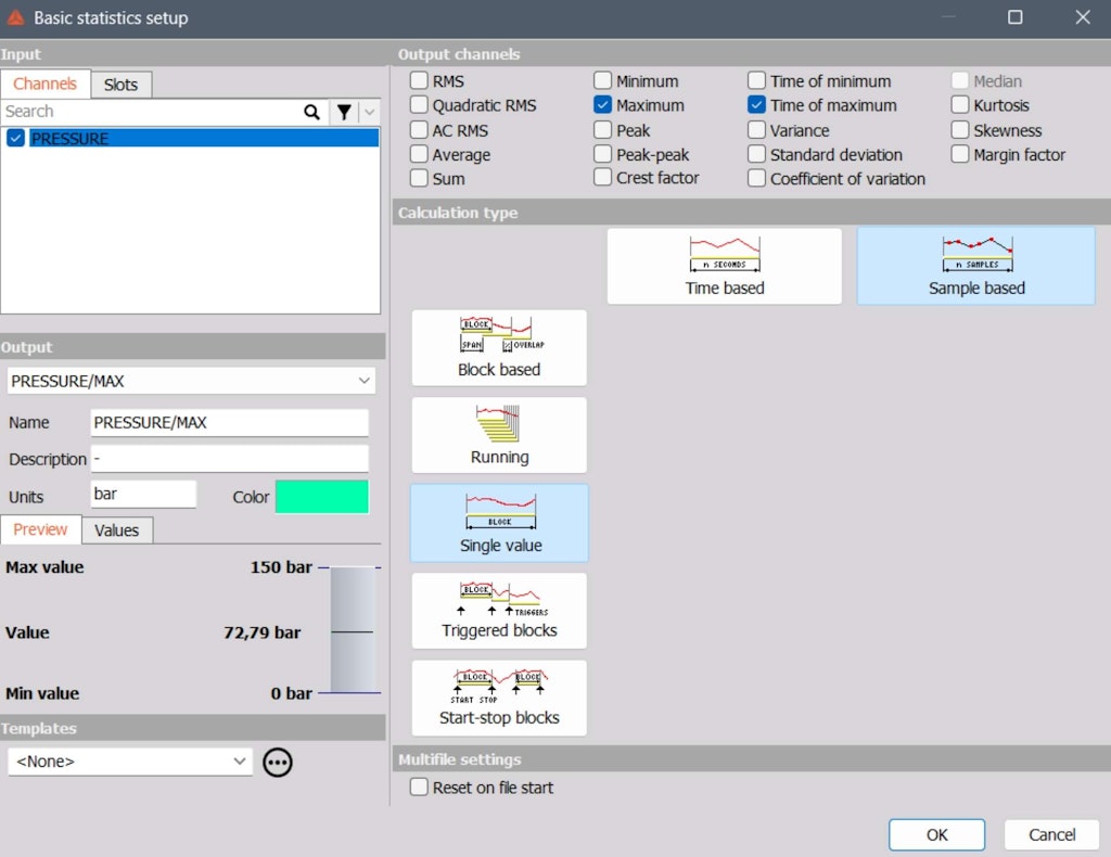 Basic statistics adjustment configuration.