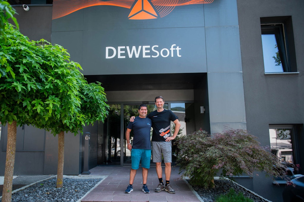 Left: Carlos Carmuega Tena of CETEST with Dewesoft founder, Dr. Jure Knez, at Dewesoft headquarters in Slovenia.