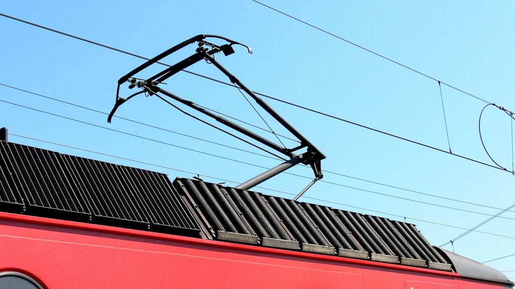 Typical pantograph atop a railcar.