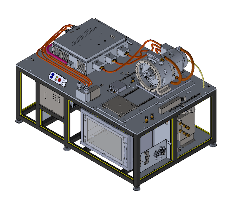 3D Rendering of a Mavel 300-400kW eMotor dyno test bench.