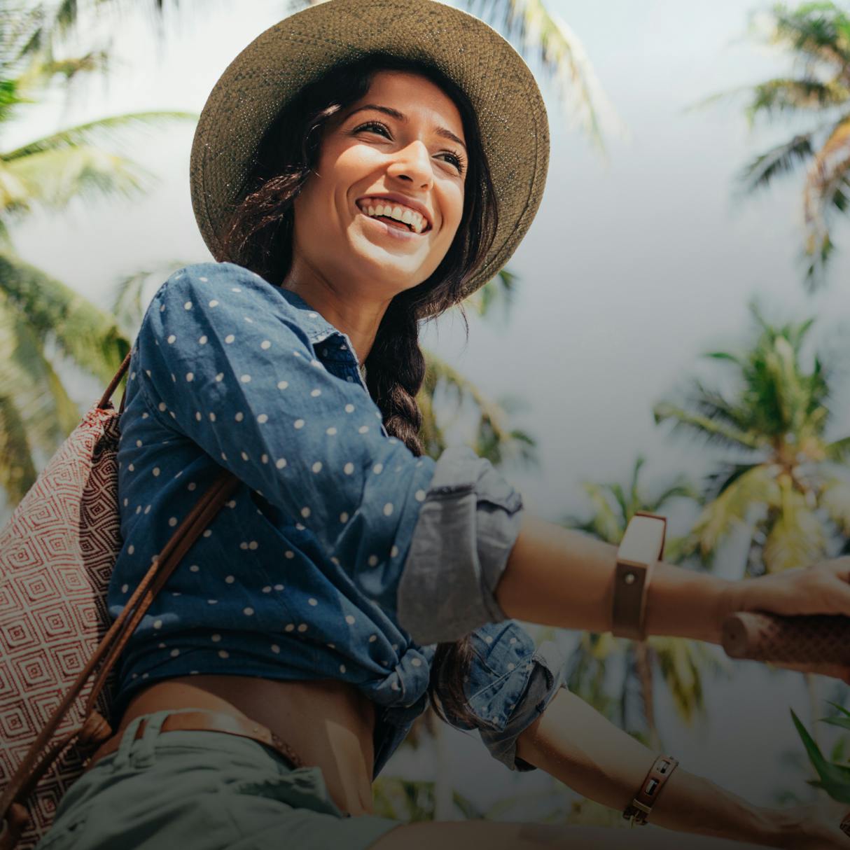 Woman outside smiling
