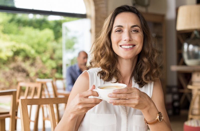 Woman drinking coffee