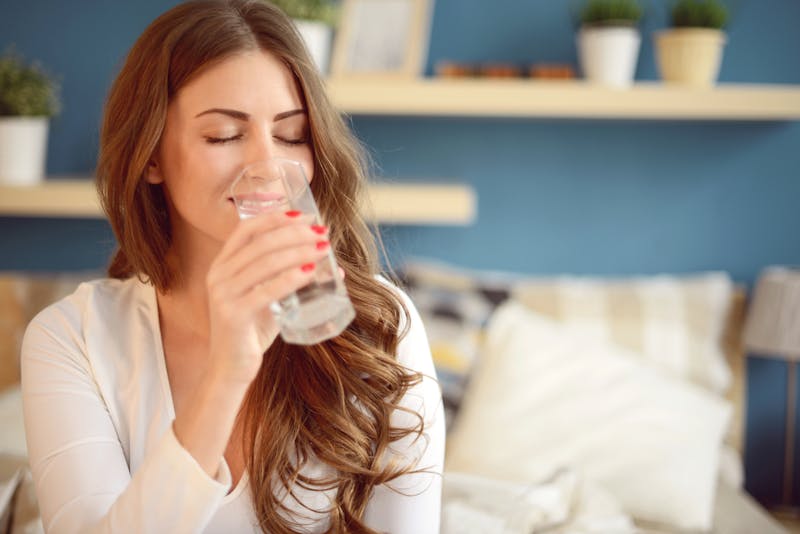 woman drinking water