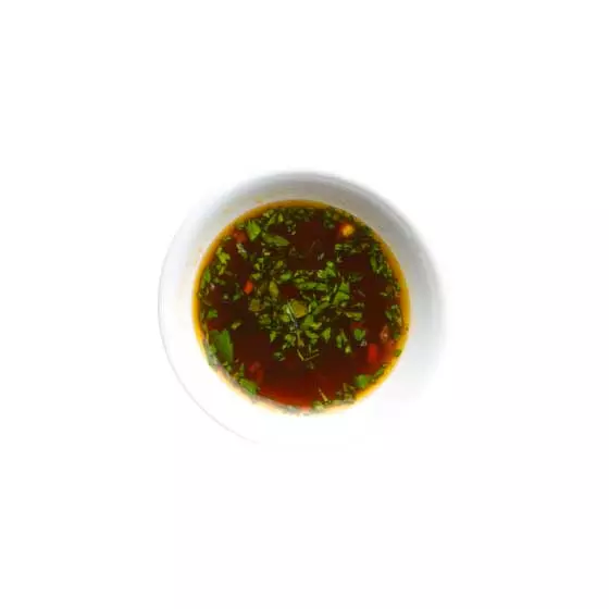ponzu sauce in a white ramekin