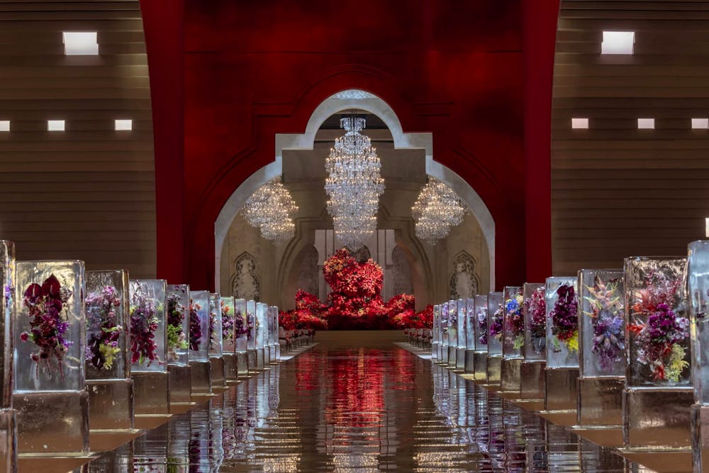 catwalk majlis view of the kosha with ice cubes and flowers