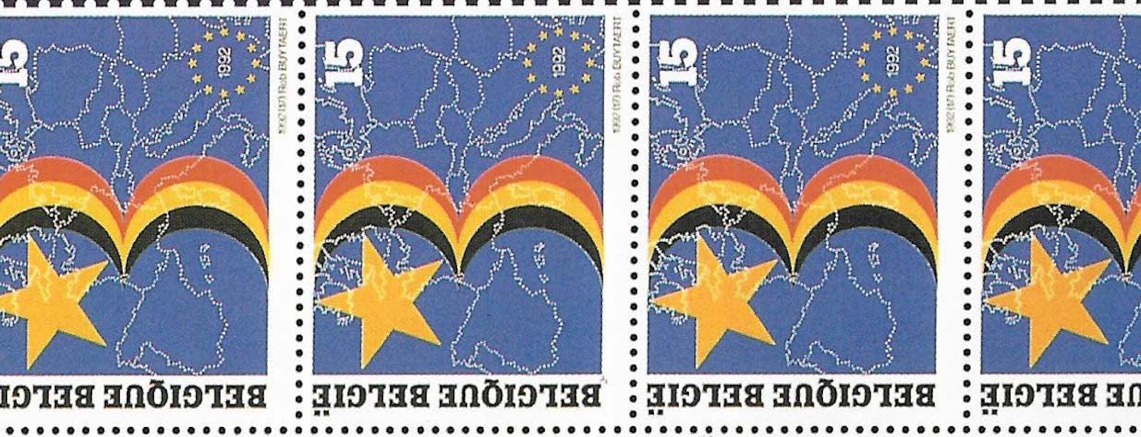 Postage stamp on the theme 'opening of the European market', Rob Buytaert(1992)