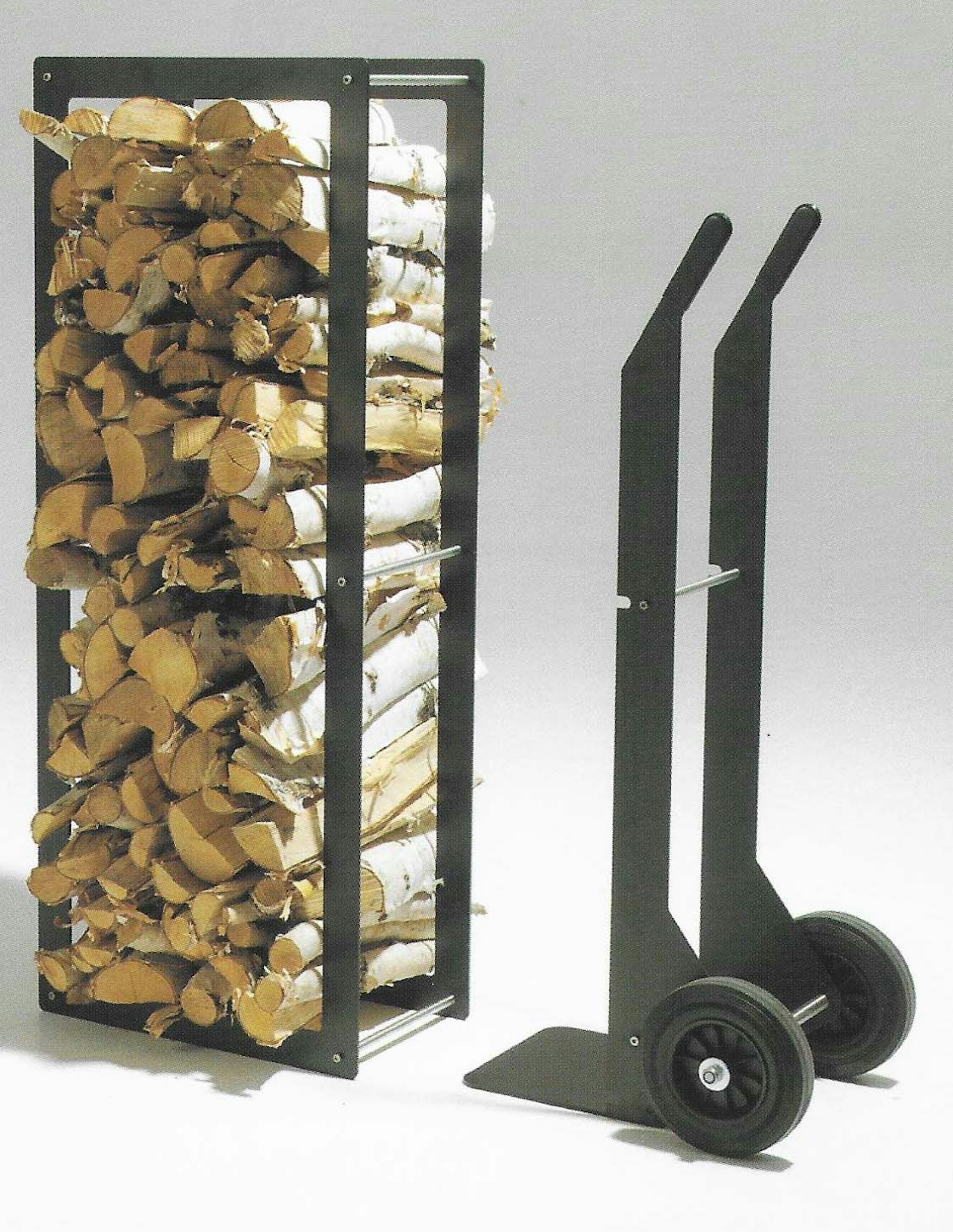 'Woodstock', log cart and rack, Dirk Wynants, for Extremis