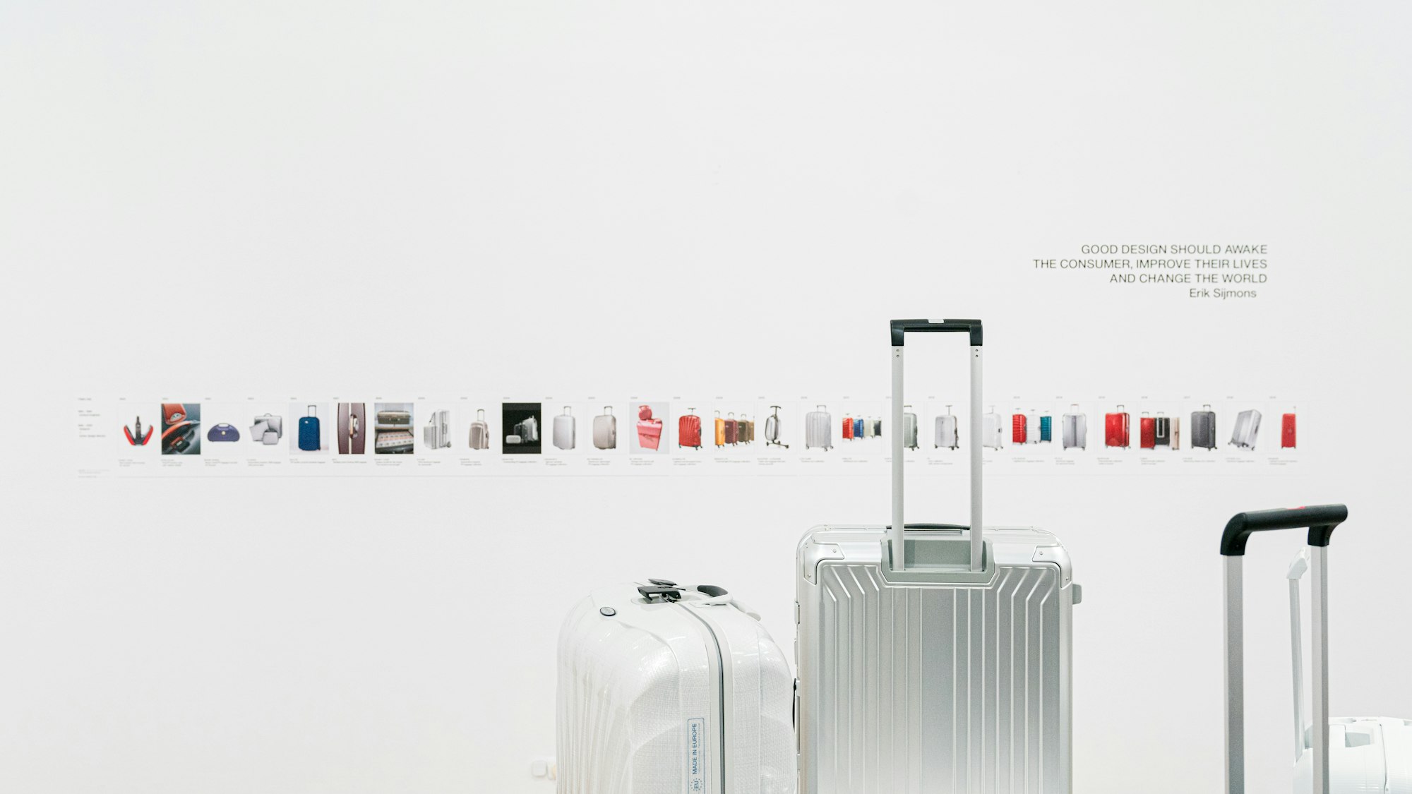 Samsonite suitcases displayed at the exhibition