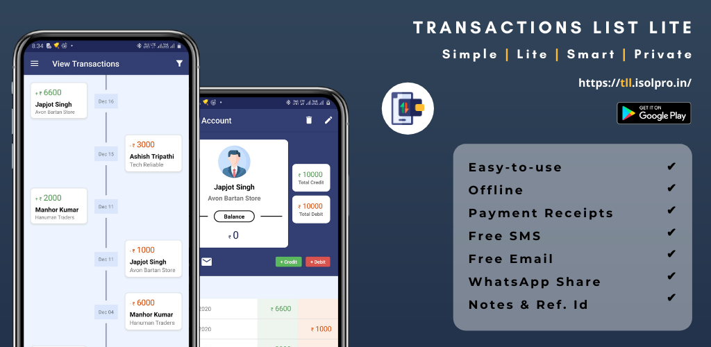 Transactions List Lite Google Play header