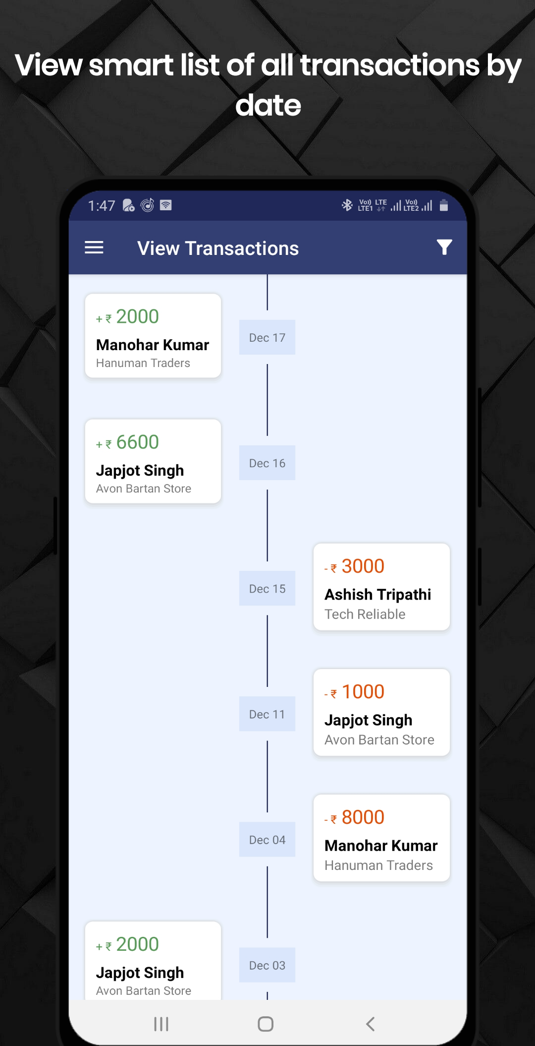Transactions List Lite screenshot 1