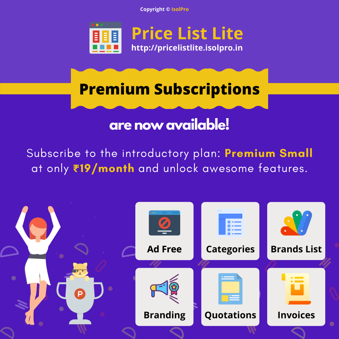 Price List Lite Instagram posts