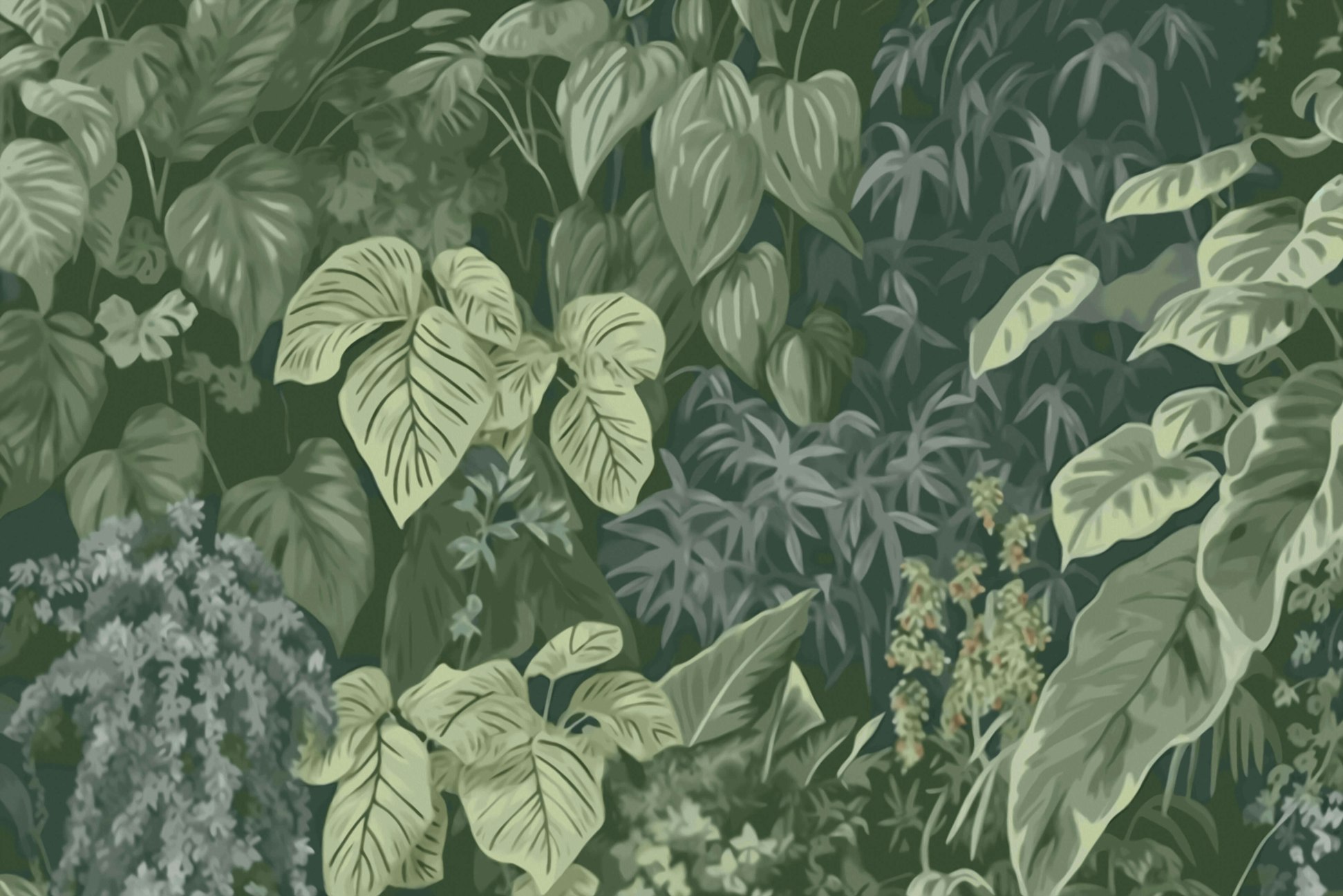 Living Wall Wallpaper Mural | Green Leaf Design | Bobbi Beck