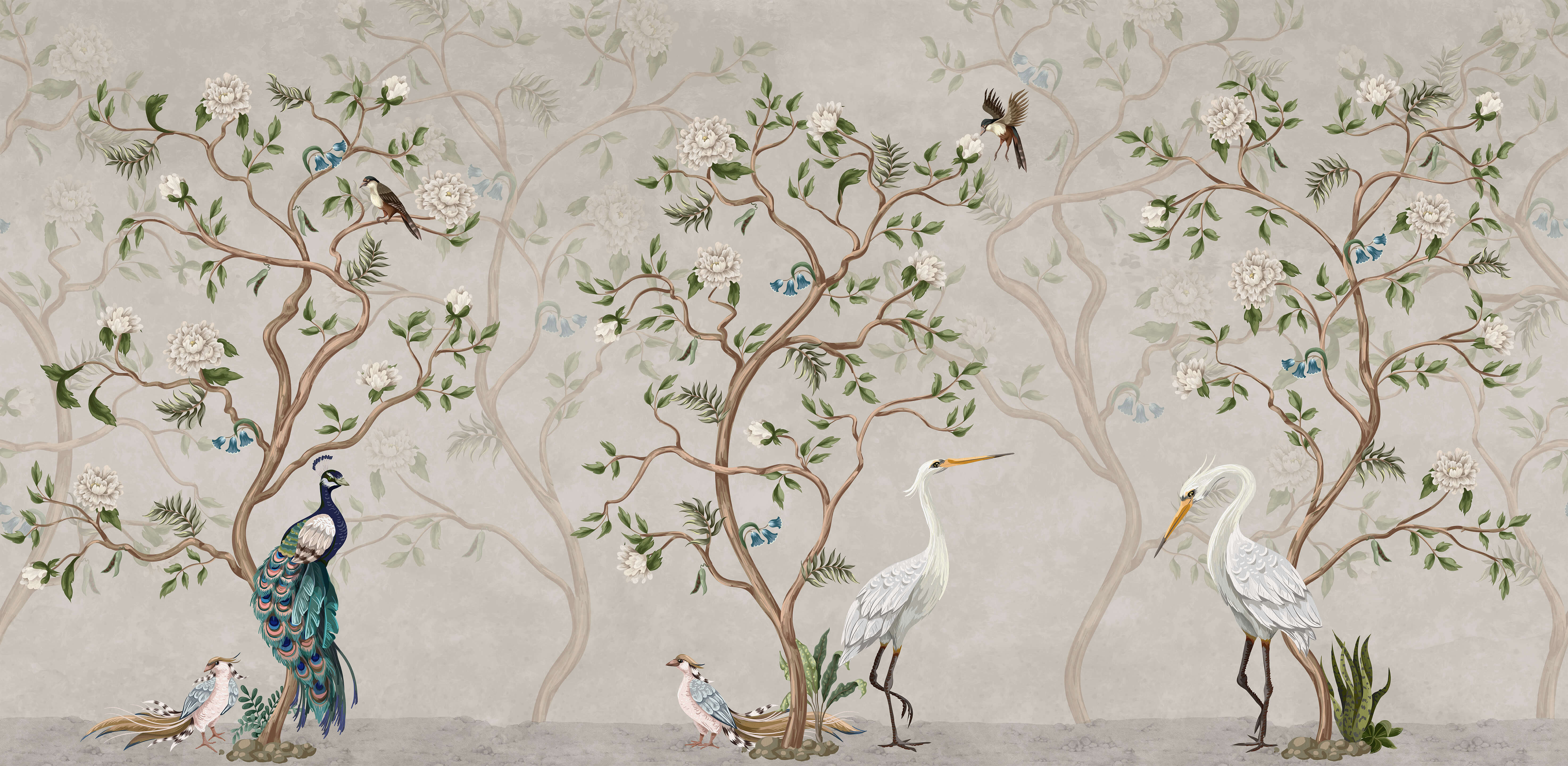 Papier Peint panoramiques Oiseau Chinoiserie | Bobbi Beck