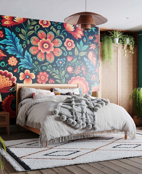 Mexican floral wallpaper