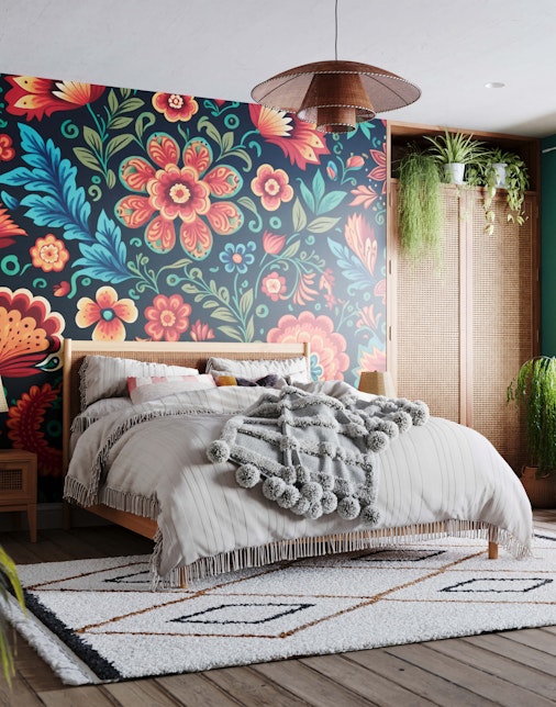 Mexican floral wallpaper