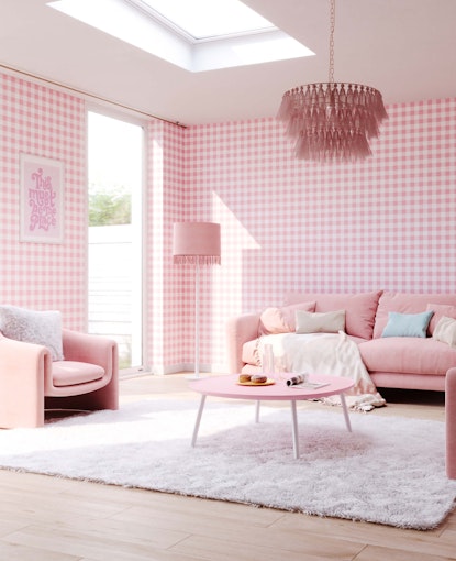 Pink gingham wallpaper
