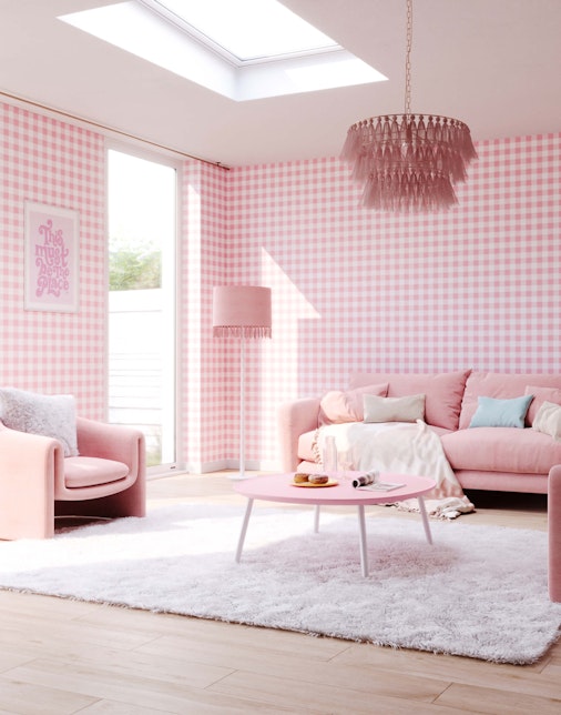 Pink gingham wallpaper