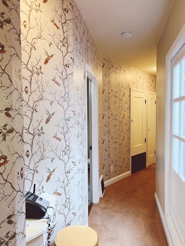 Beige Hallway Wallpaper