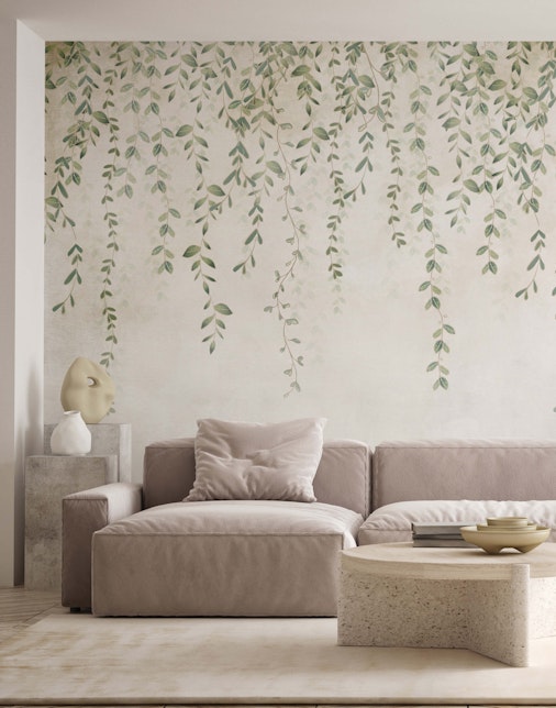 hanging leaves wallpaper mural