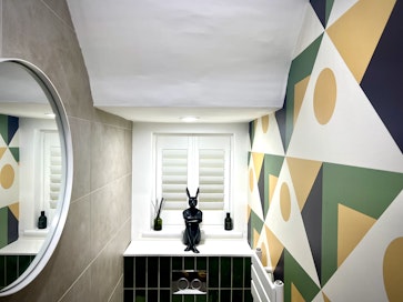 Geometric bathroom wallpaper
