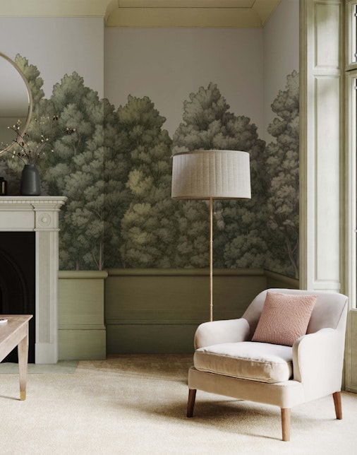 Painted forest wallpaper mural