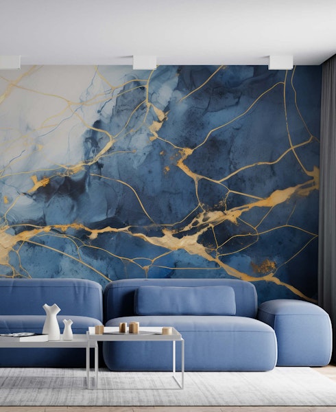 blue marble and gold wallpaper