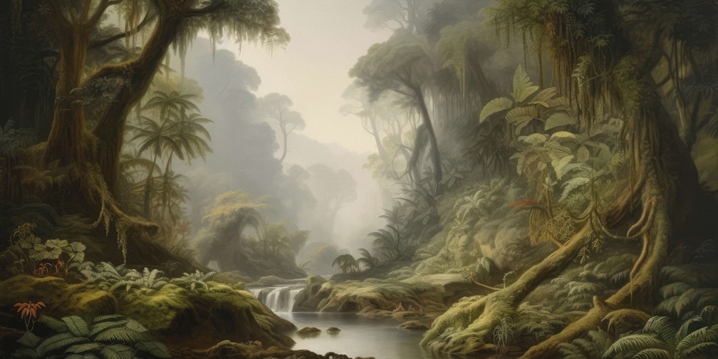 tropical jungle mural